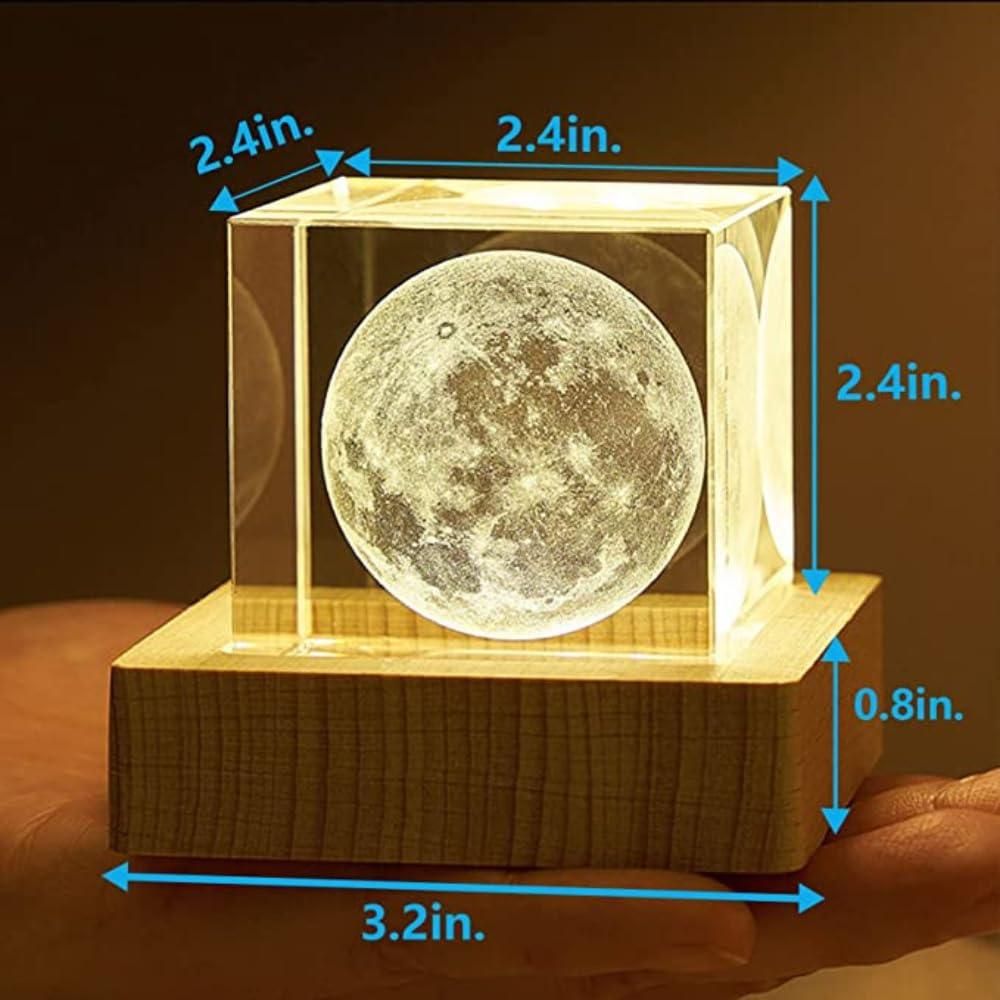 Crystal Cube Moon Night Lamp