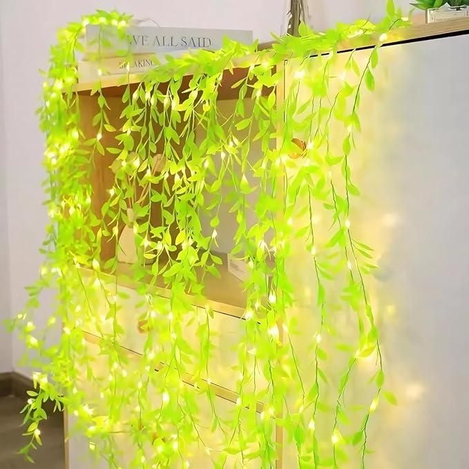 Green Leaf Artificial Curtain LED String Light, 200 LEDs, 8 Modes