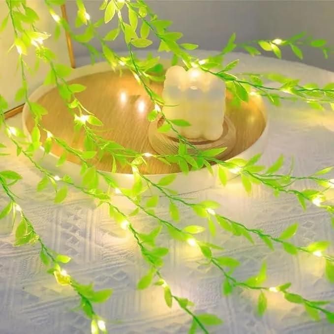 Green Leaf Artificial Curtain LED String Light, 200 LEDs, 8 Modes