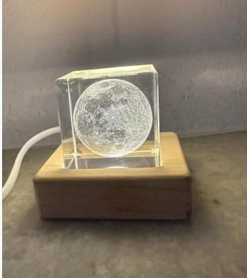 Crystal Cube Moon Night Lamp