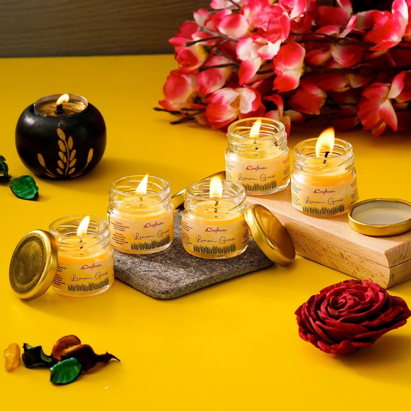 Lemon Grass Scented Minijar Candle - Set of 5