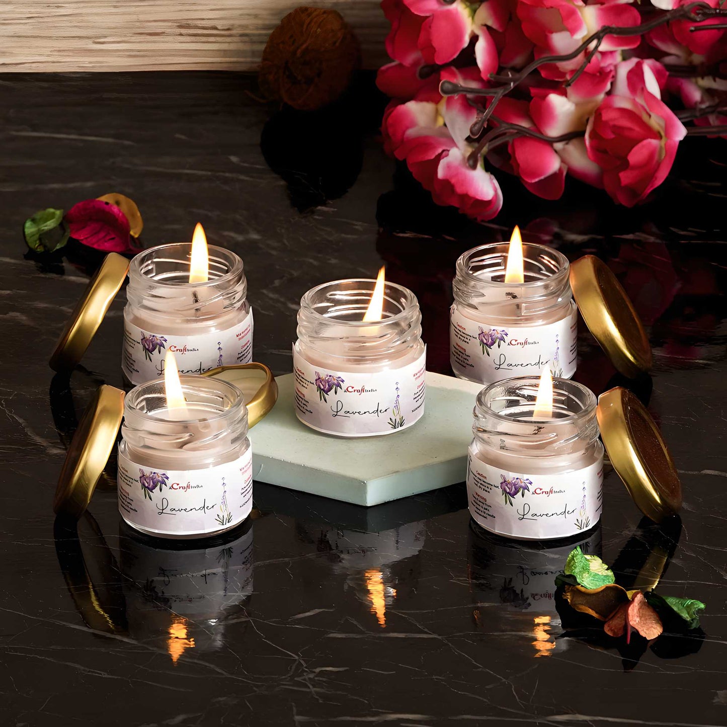 Lavender Scented Minijar Candle - Set of 5