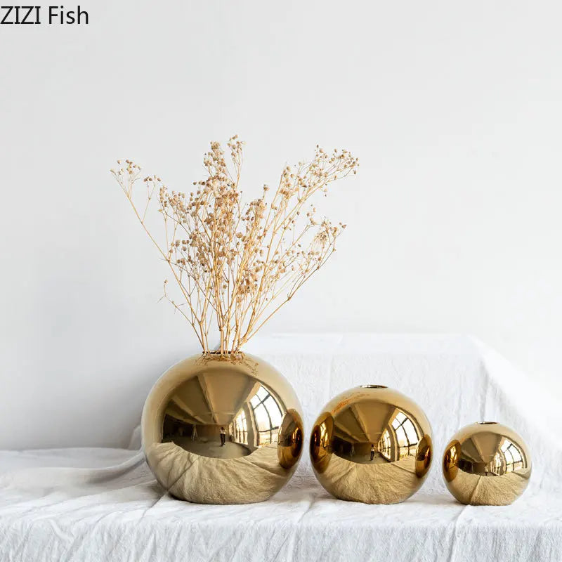 Golden Ball Ceramic Vase