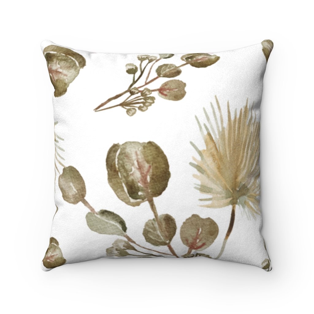 Garden Blossoms Double Sided Print Faux Suede Square Cushion